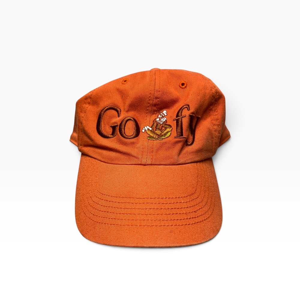 Disney Parks Walt Disney World Goofy Orange Embroidered Baseball Cap Hat NWT